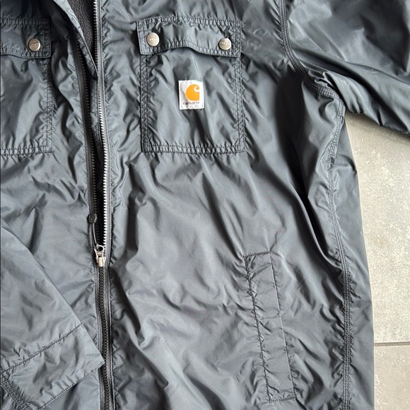 Carhartt Black Hooded Windbreaker Lightweight Jacket - Picture 3 of 7